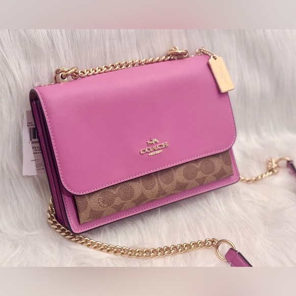 Coach Klare Crossbody Bag In Signature Canvas Color: Im/Tan/Fuschia - Picture 5 of 13
